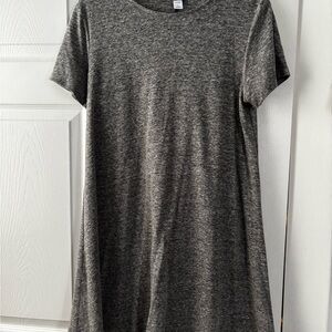 Old Navy Heathered Charcoal Short-Sleeve Midi Dress
